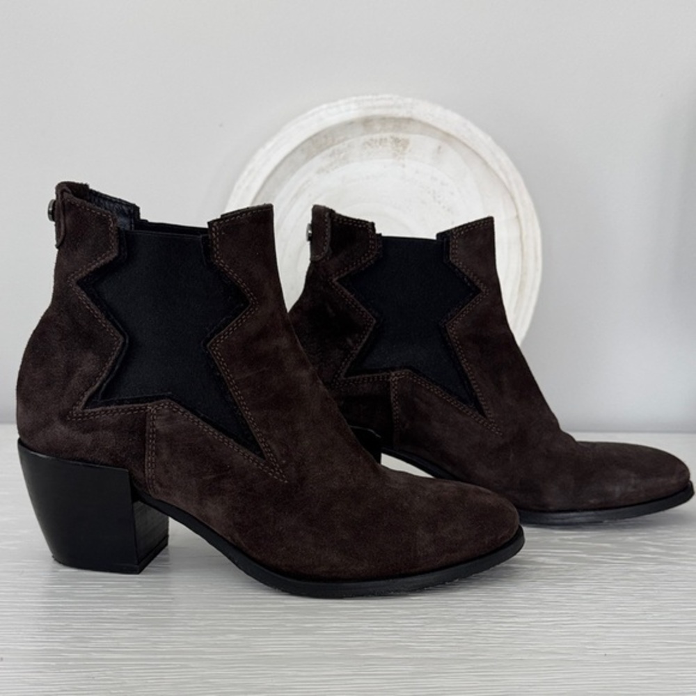 Russell & Bromley Brown Ankle Boots with Black Star Accent